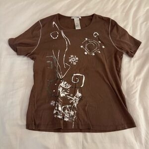 Artistic Brown Short Sleeve Women's Tee